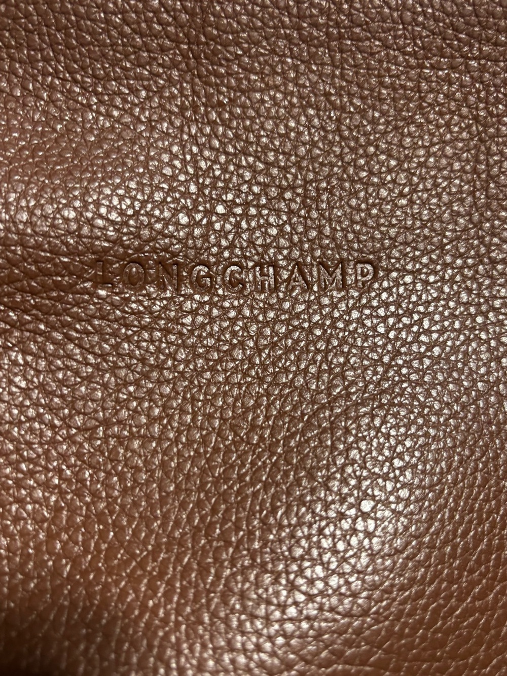 Longchamp Brown Leather Pebbled Crossbody Bag with Adjustable Strap - Picture 11 of 16